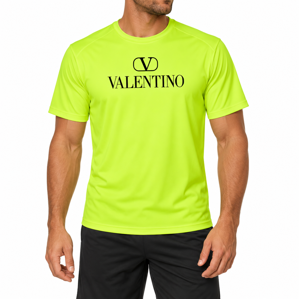 Men's Valentino Performance T-Shirt | Color: Safety Green | Image 2