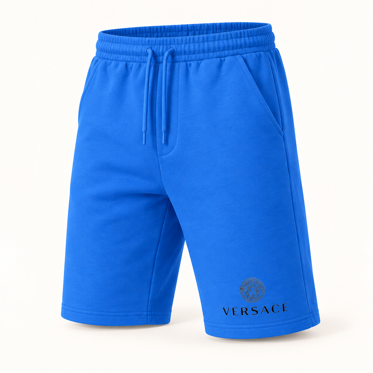 Men's Versace Athletic Fleece Shorts | Color: Azure | Image 1