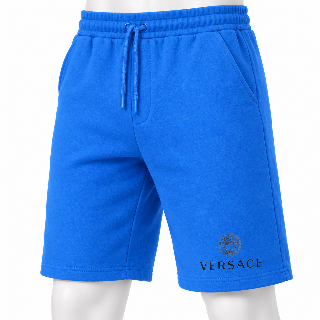 Men's Versace Athletic Fleece Shorts | Color: Azure | Image 5