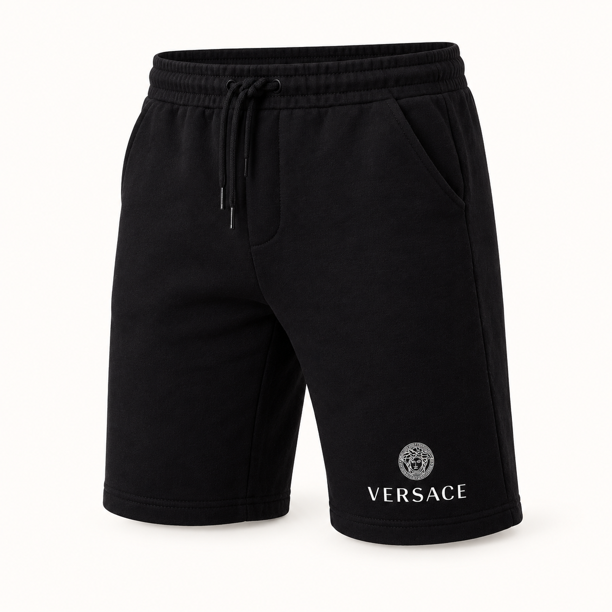 Men's Versace Athletic Fleece Shorts | Color: Black | Image 1