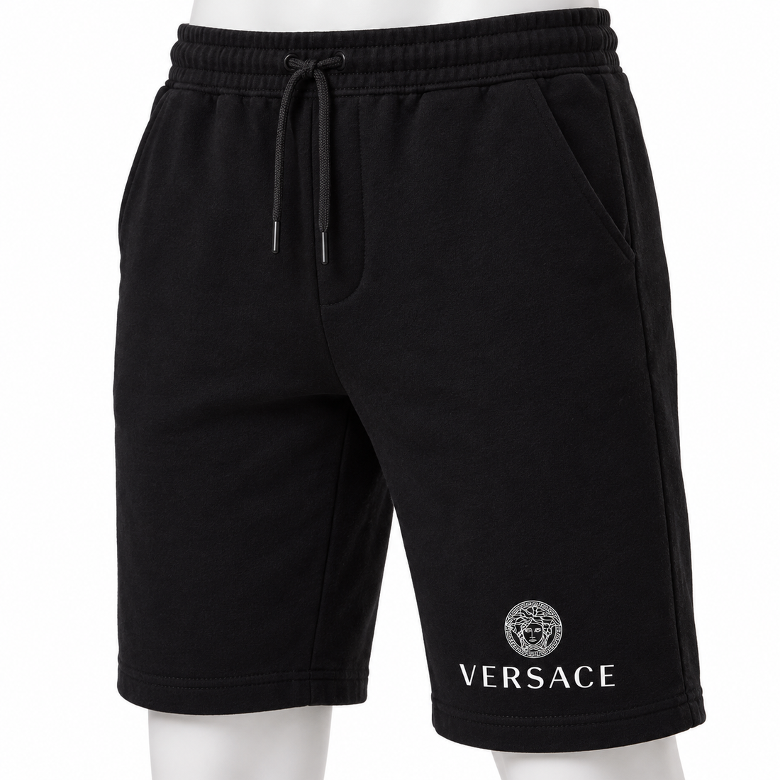 Men's Versace Athletic Fleece Shorts | Color: Black | Image 5
