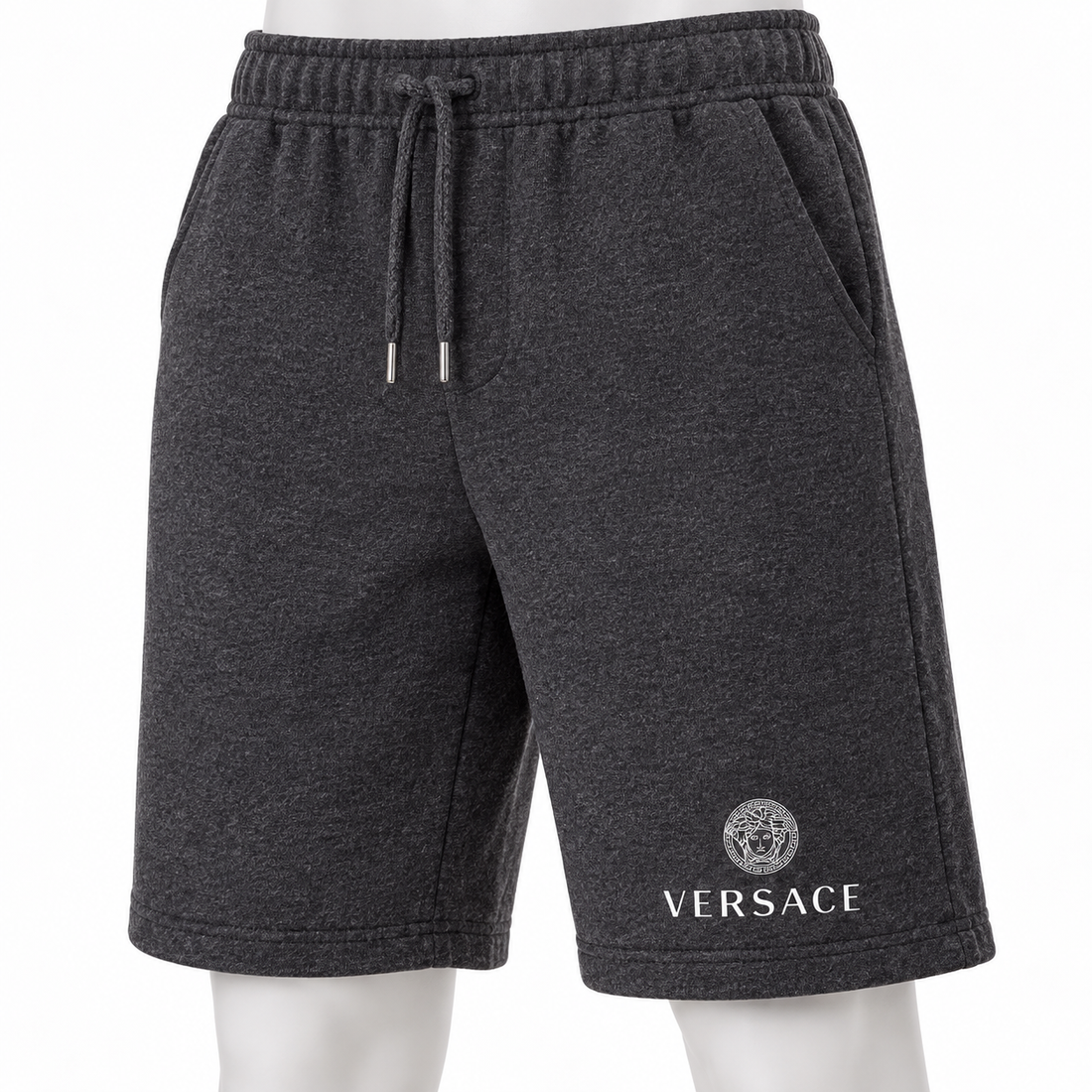 Men's Versace Athletic Fleece Shorts | Color: Dark Heather | Image 5