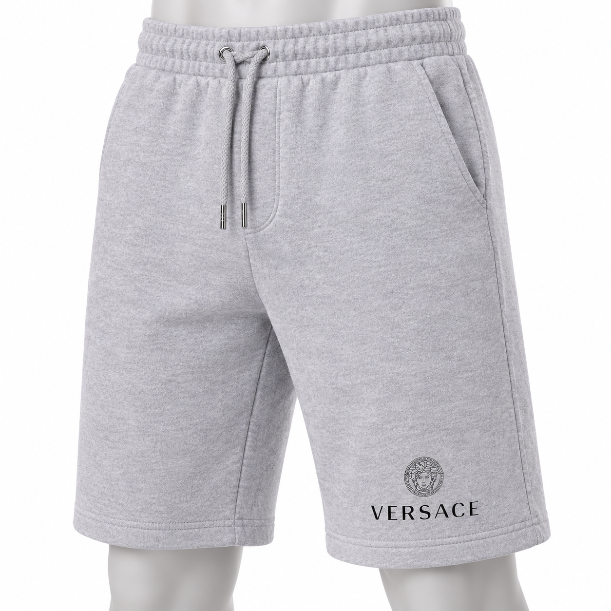 Men's Versace Athletic Fleece Shorts | Color: Grey | Image 5
