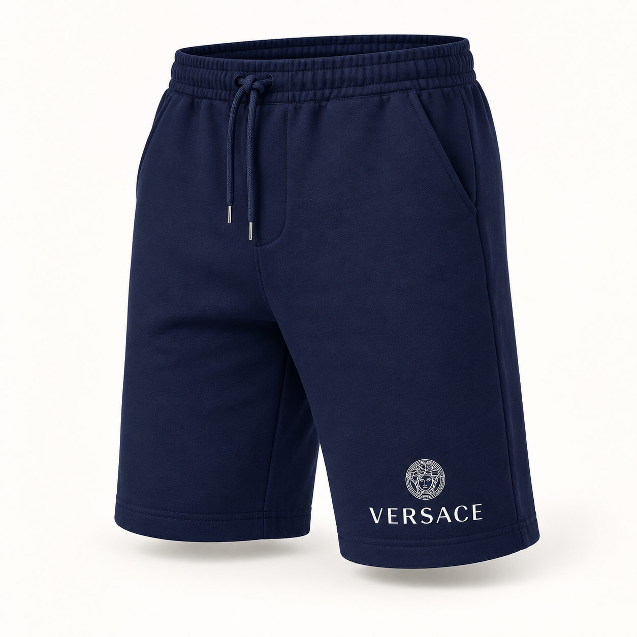 Men's Versace Athletic Fleece Shorts | Color: Navy | Image 1