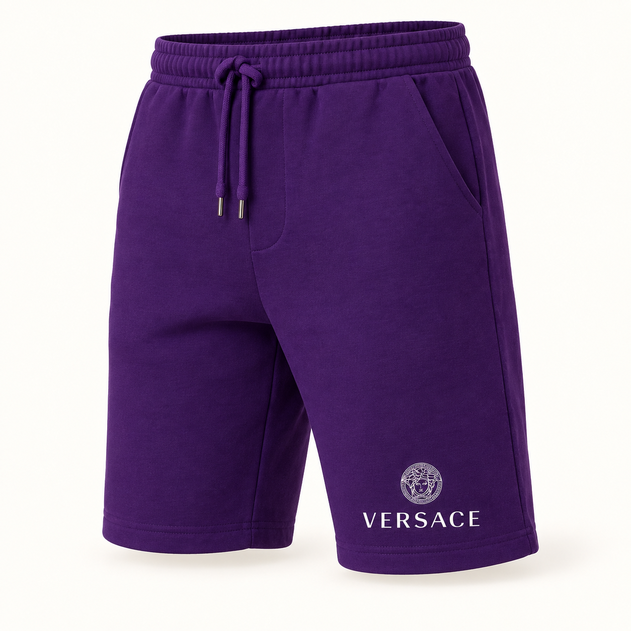 Men's Versace Athletic Fleece Shorts | Color: Purple | Image 1