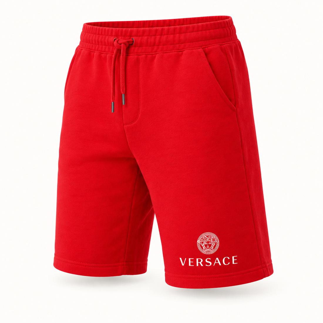 Men's Versace Athletic Fleece Shorts | Color: Red | Image 1