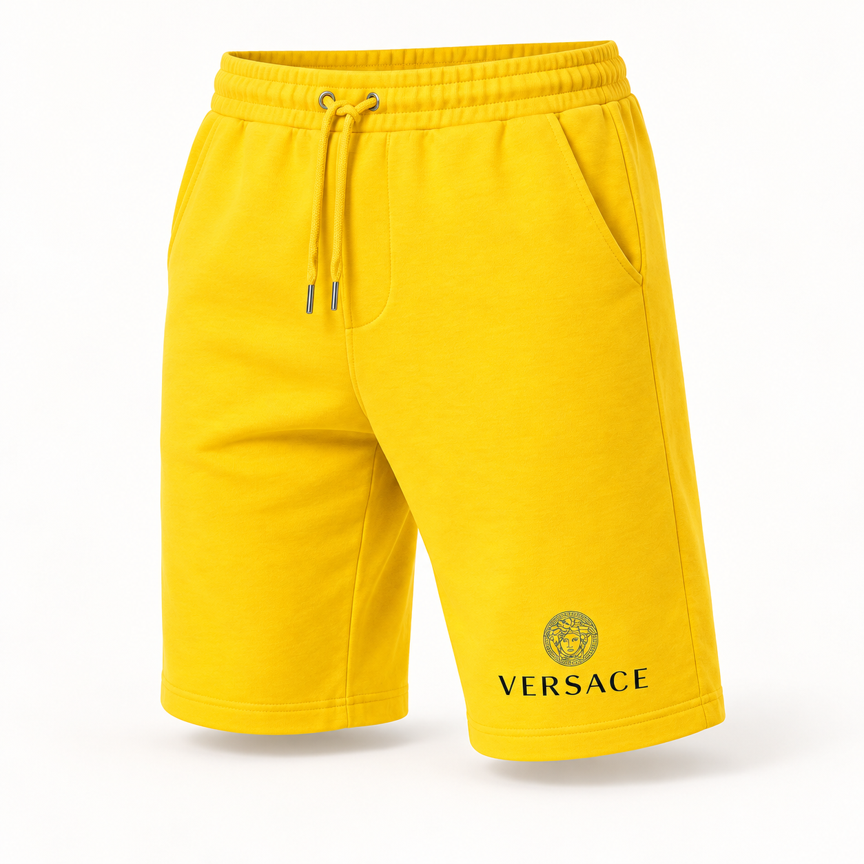Men's Versace Athletic Fleece Shorts | Color: Yellow | Image 1