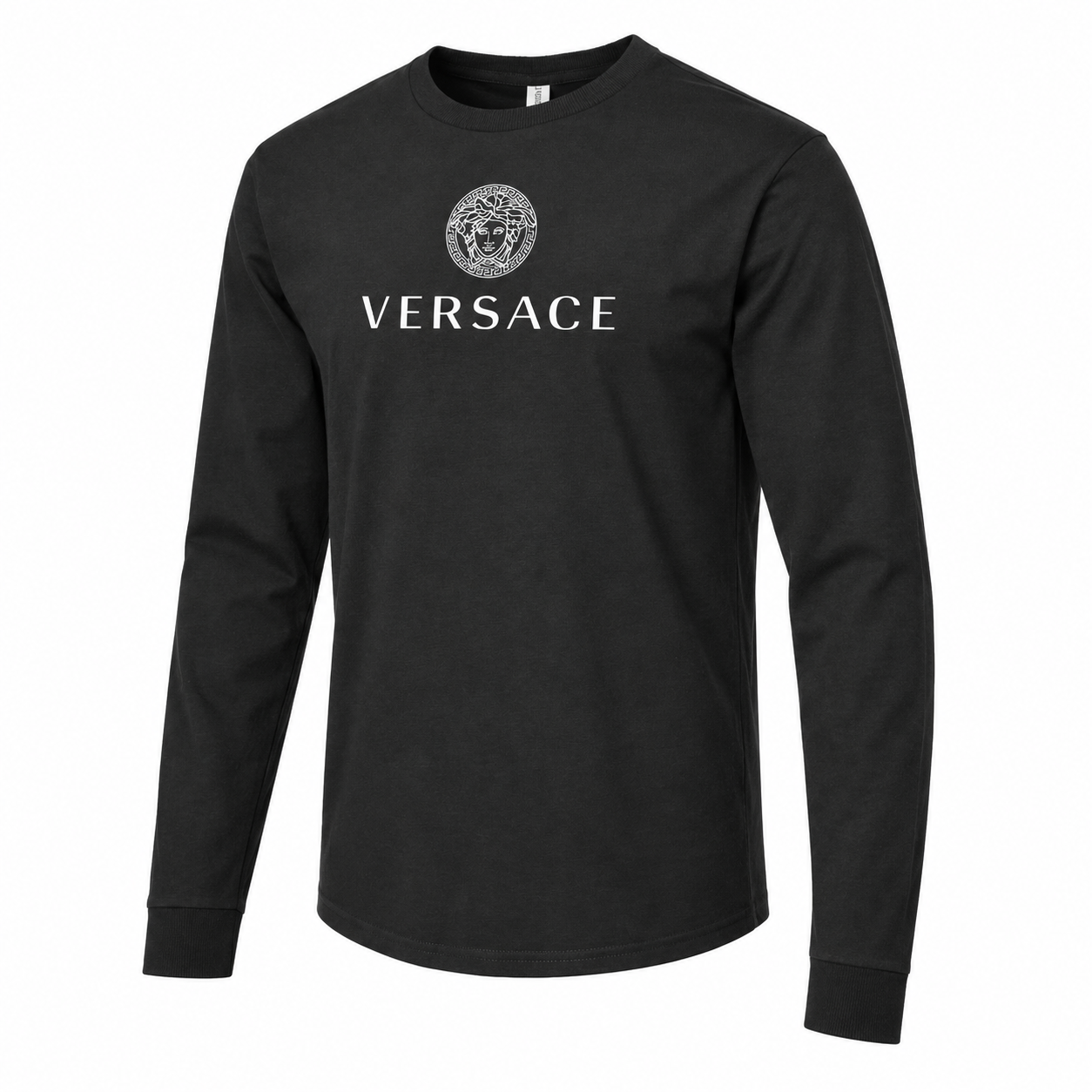 Men's Versace Cotton Long Sleeve T-Shirt | Color: black | Image 4