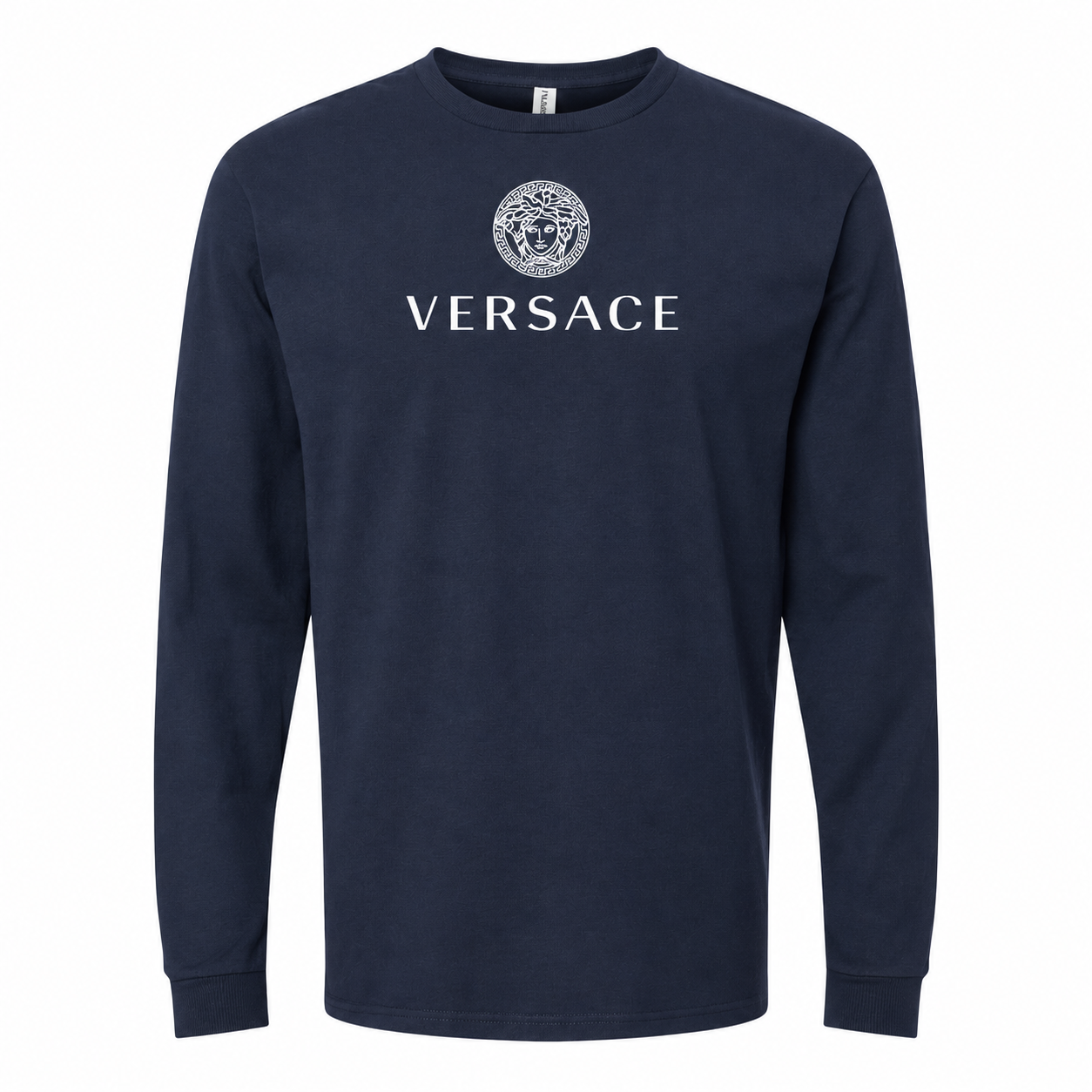 Men's Versace Cotton Long Sleeve T-Shirt | Color: navy | Image 1