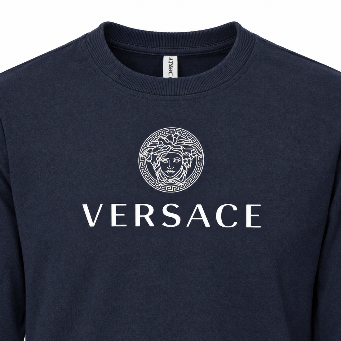 Men's Versace Cotton Long Sleeve T-Shirt | Color: navy | Image 3