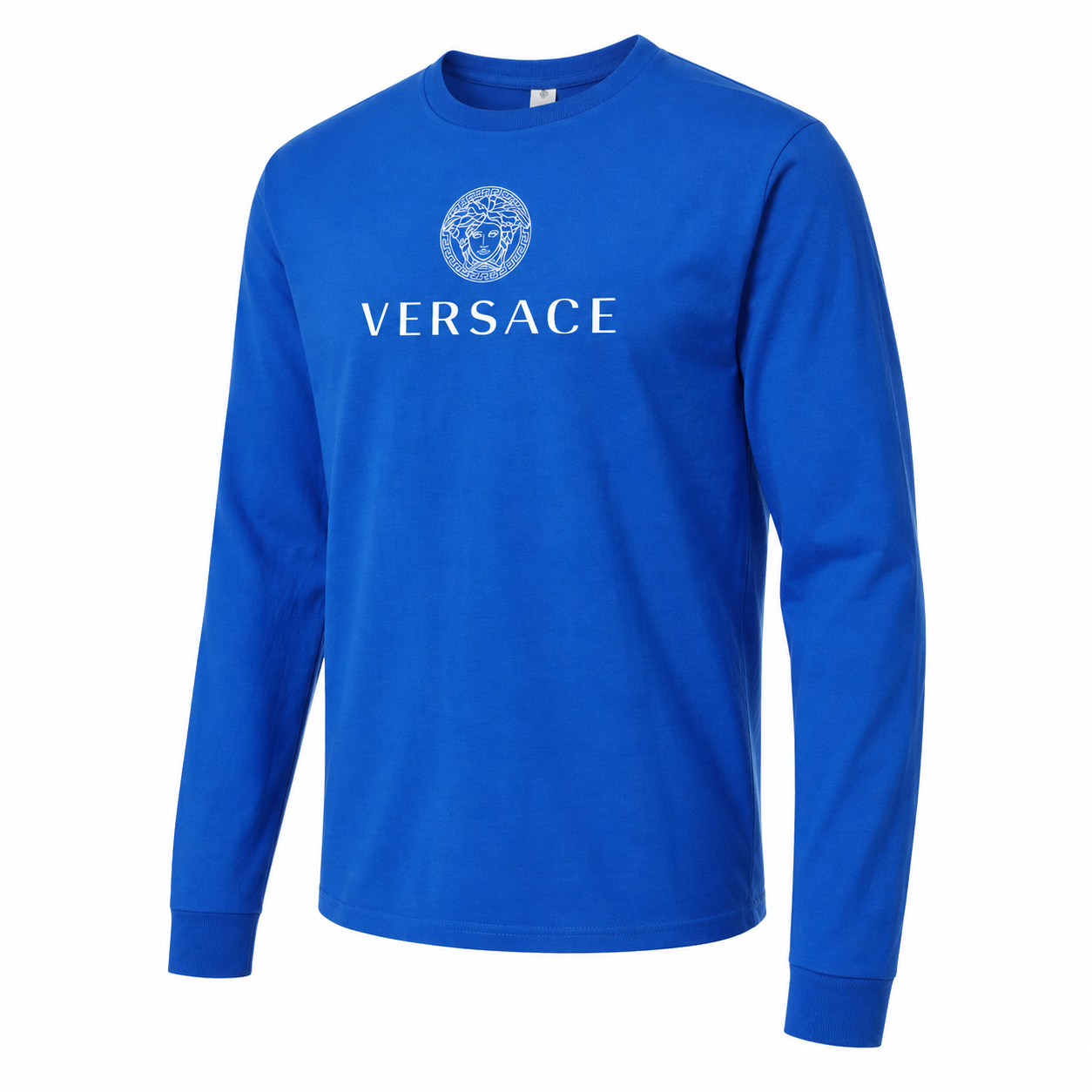 Men's Versace Cotton Long Sleeve T-Shirt | Color: royal blue | Image 4