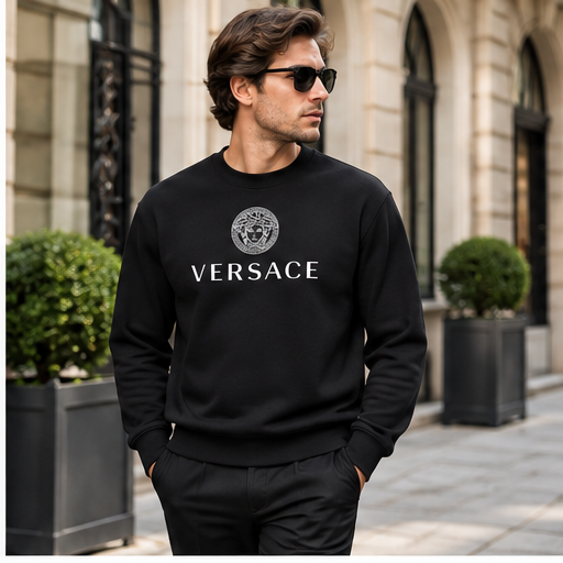 Men's Versace Crewneck Sweatshirt | Color: Black | Image 3