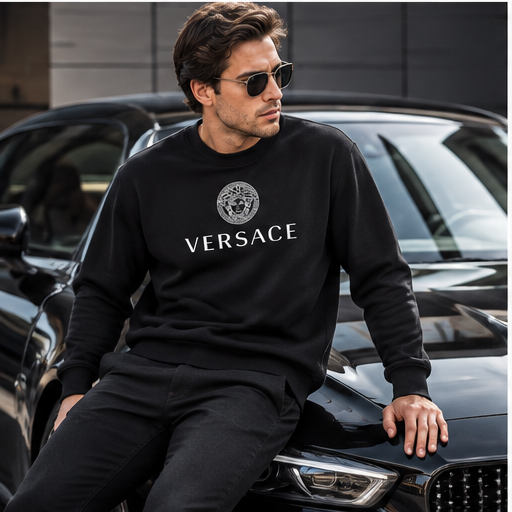 Men's Versace Crewneck Sweatshirt | Color: Black | Image 4