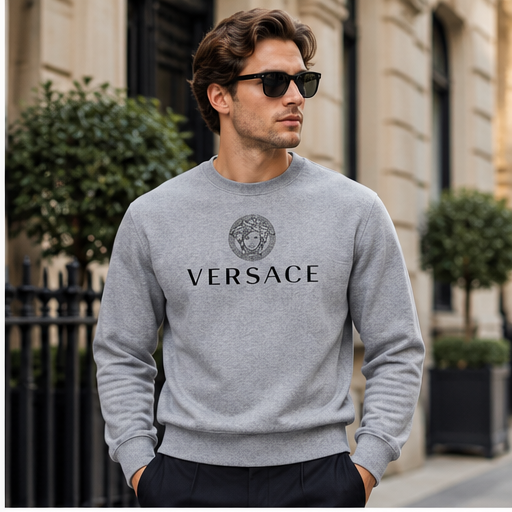Men's Versace Crewneck Sweatshirt | Color: Grey | Image 3