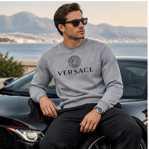 Men's Versace Crewneck Sweatshirt | Color: Grey | Image 4