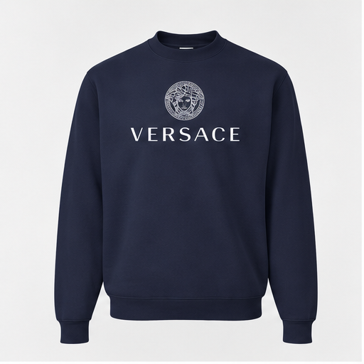 Men's Versace Crewneck Sweatshirt | Color: Navy | Image 1