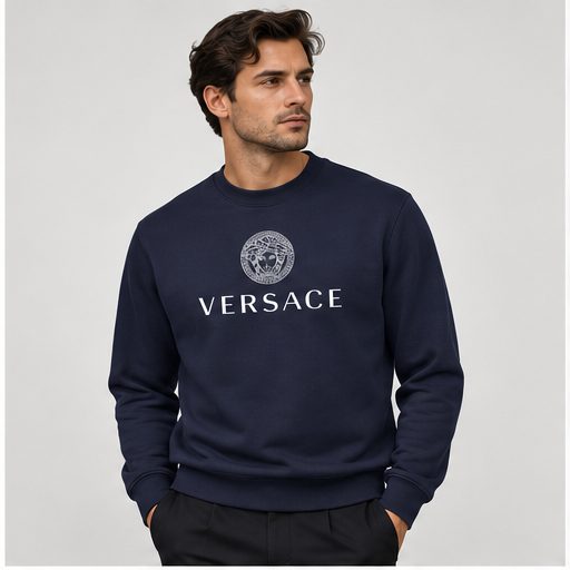 Men's Versace Crewneck Sweatshirt | Color: Navy | Image 2