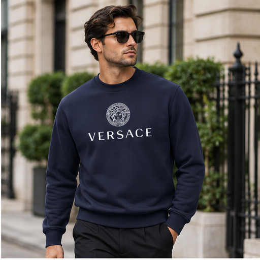 Men's Versace Crewneck Sweatshirt | Color: Navy | Image 3