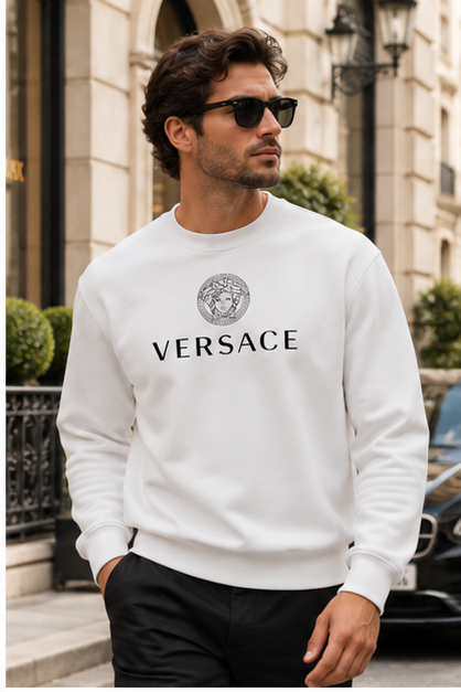 Men's Versace Crewneck Sweatshirt | Color: White | Image 3