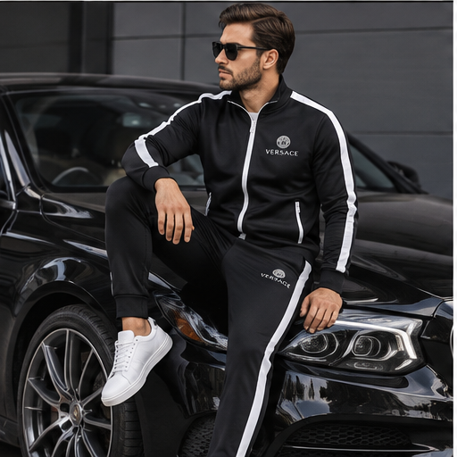 Men's Versace Dri-Fit TrackSuit | Color: Black | Image 4