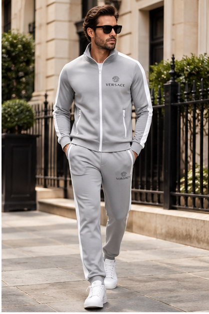 Men's Versace Dri-Fit TrackSuit | Color: Grey | Image 3