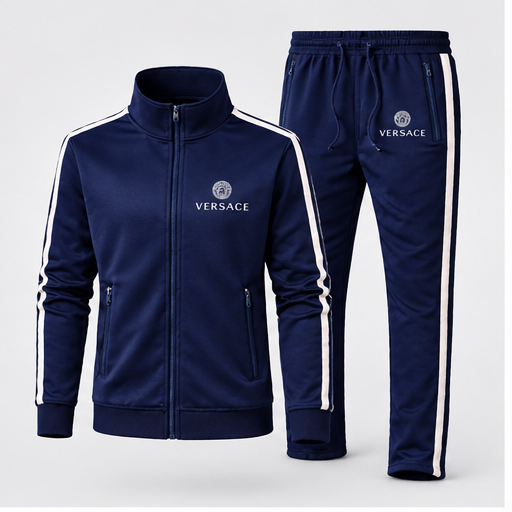 Men's Versace Dri-Fit TrackSuit | Color: Navy | Image 1