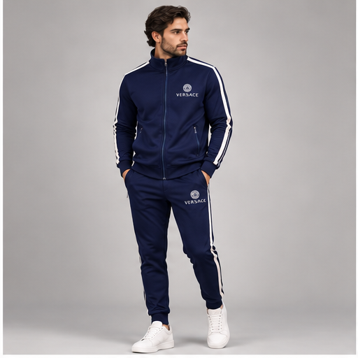 Men's Versace Dri-Fit TrackSuit | Color: Navy | Image 2