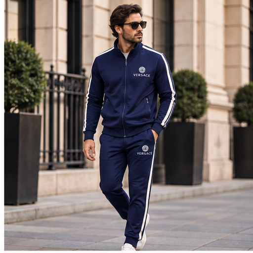 Men's Versace Dri-Fit TrackSuit | Color: Navy | Image 3