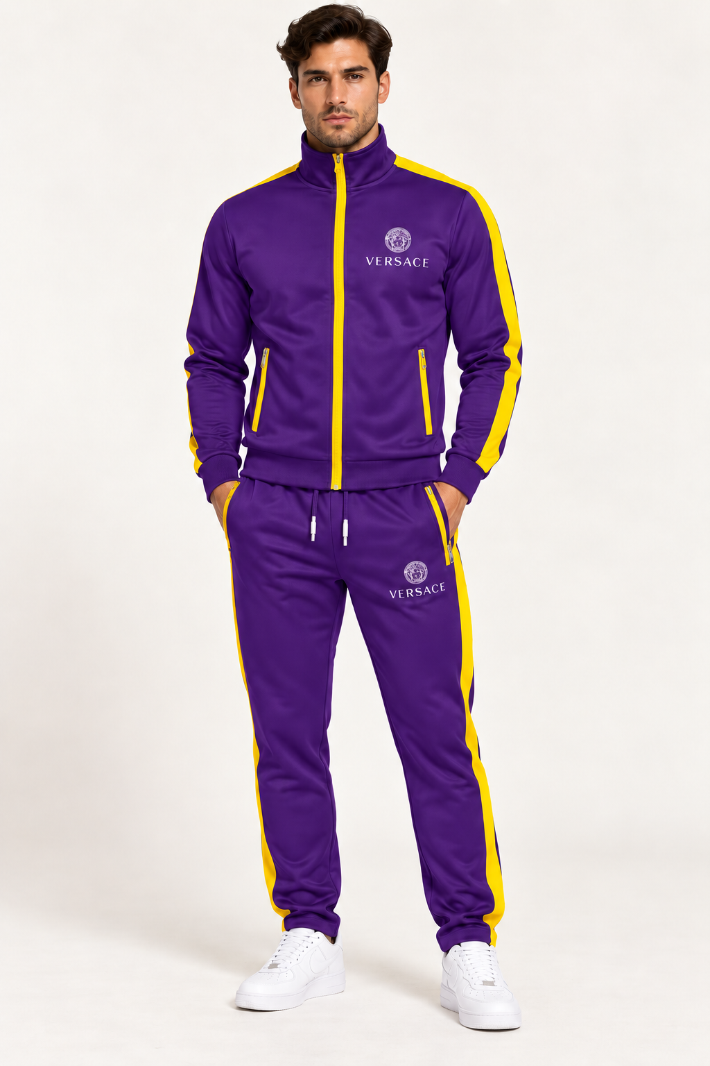 Men's Versace Dri-Fit TrackSuit | Color: Purple | Image 1