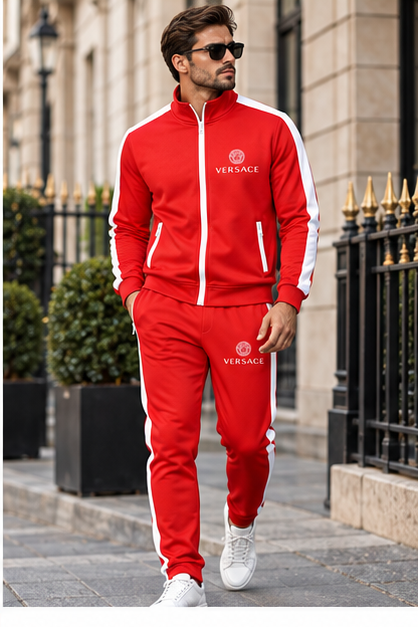 Men's Versace Dri-Fit TrackSuit | Color: Red | Image 3