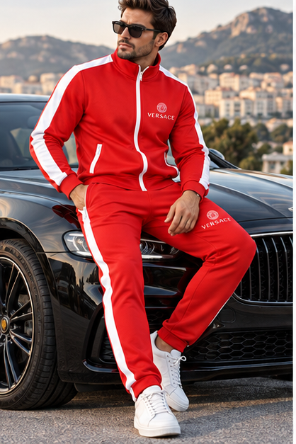 Men's Versace Dri-Fit TrackSuit | Color: Red | Image 4