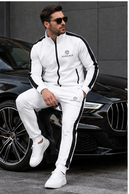 Men's Versace Dri-Fit TrackSuit | Color: White | Image 4