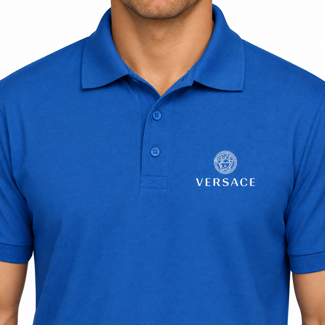 Men's Versace Dry Blend Polo | Color: Blue | Image 5