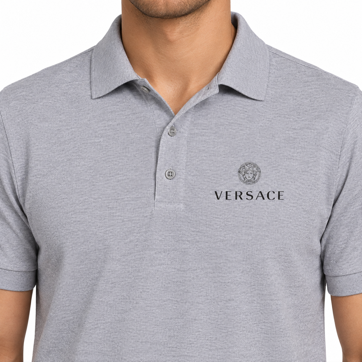 Men's Versace Dry Blend Polo | Color: Grey | Image 5