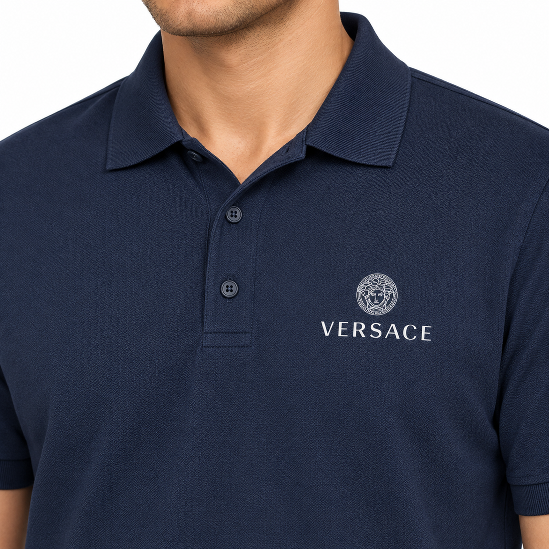 Men's Versace Dry Blend Polo | Color: Navy | Image 5