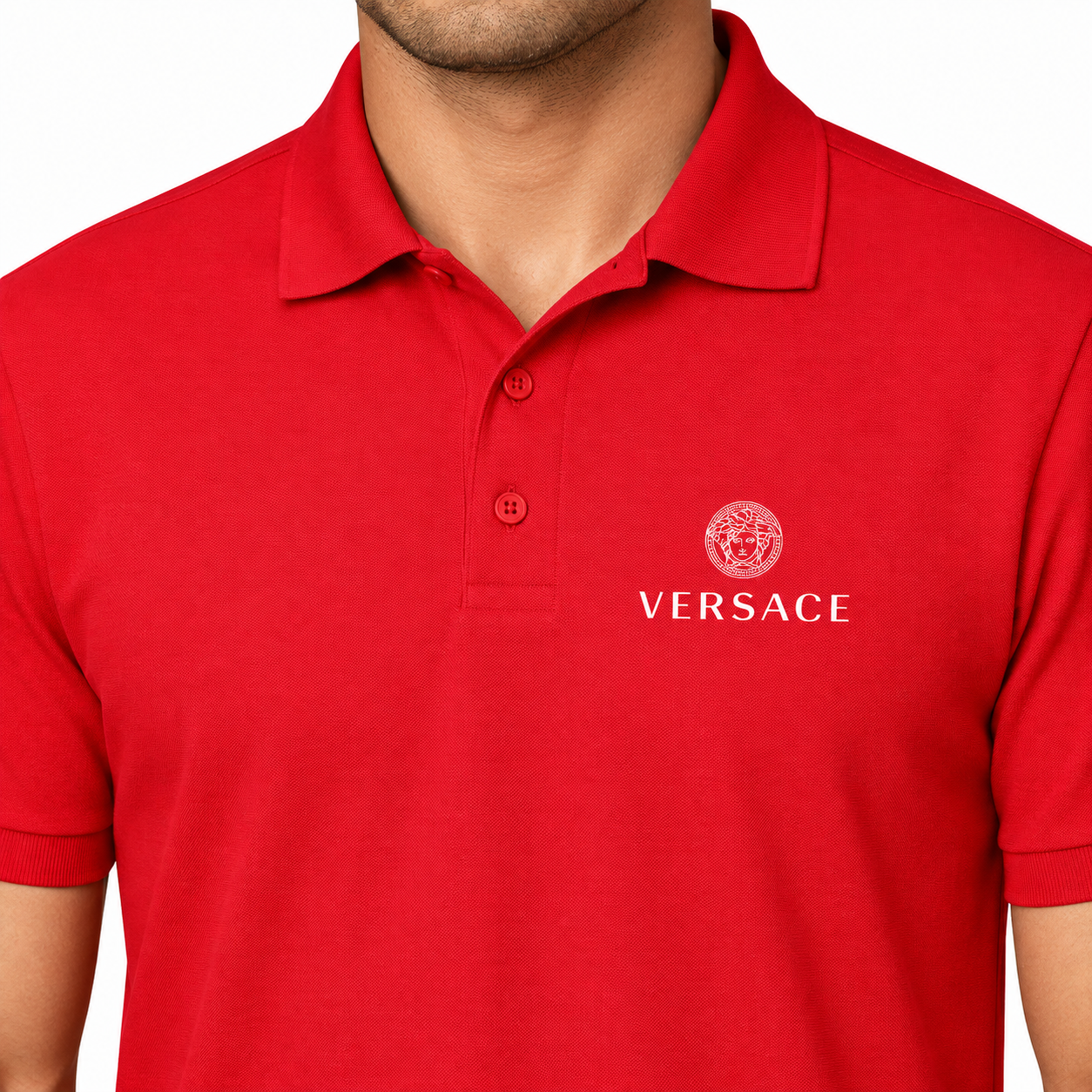 Men's Versace Dry Blend Polo | Color: Red | Image 5
