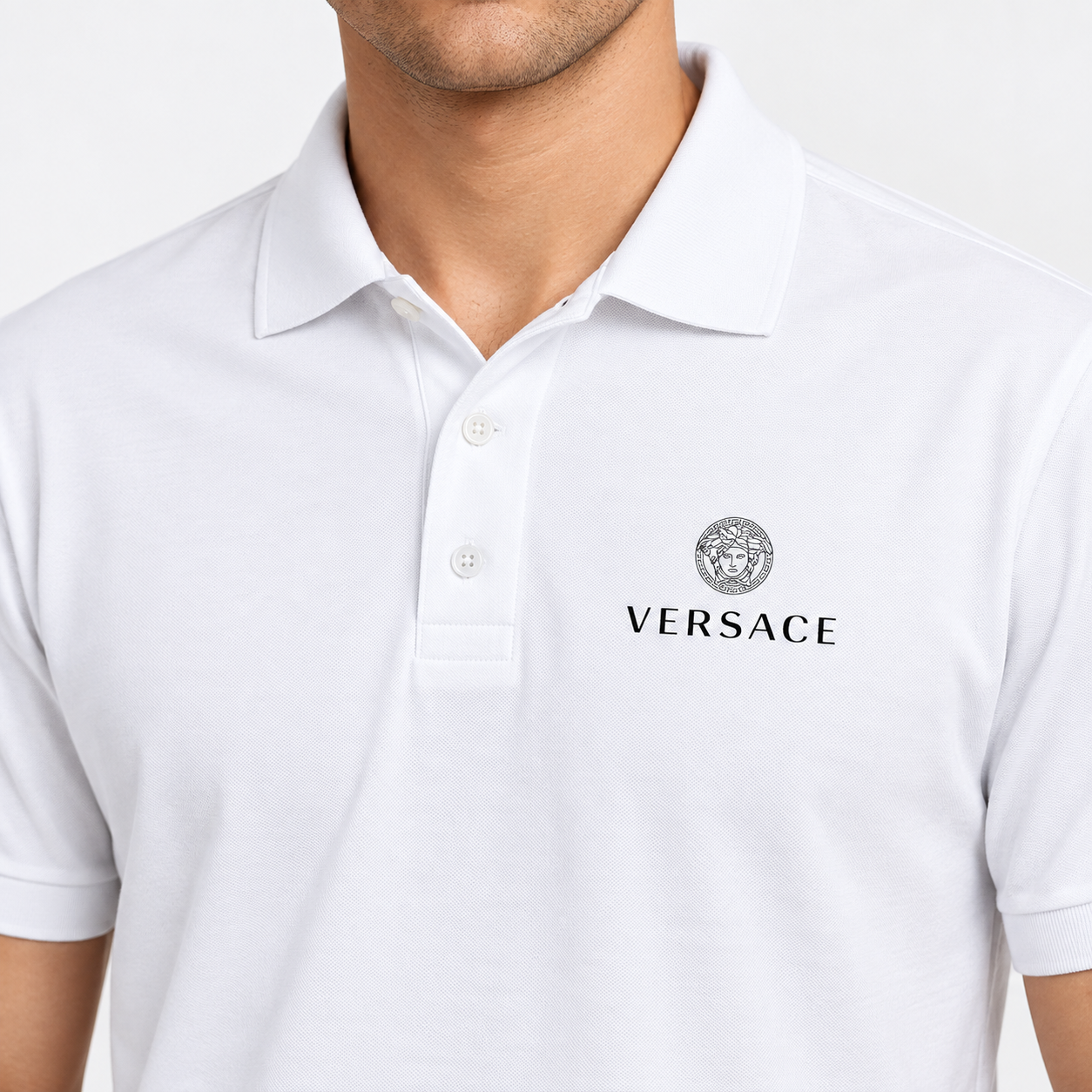 Men's Versace Dry Blend Polo | Color: White | Image 5