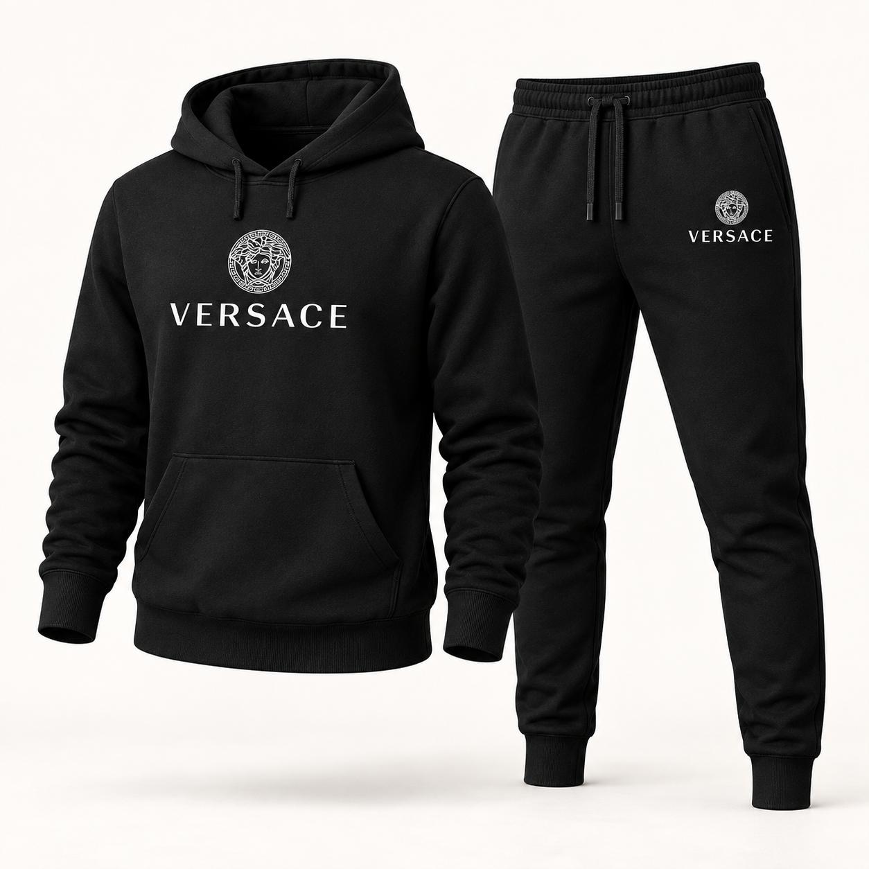 Men's Versace Hoodie Joggers Set | Color: Black | Image 1