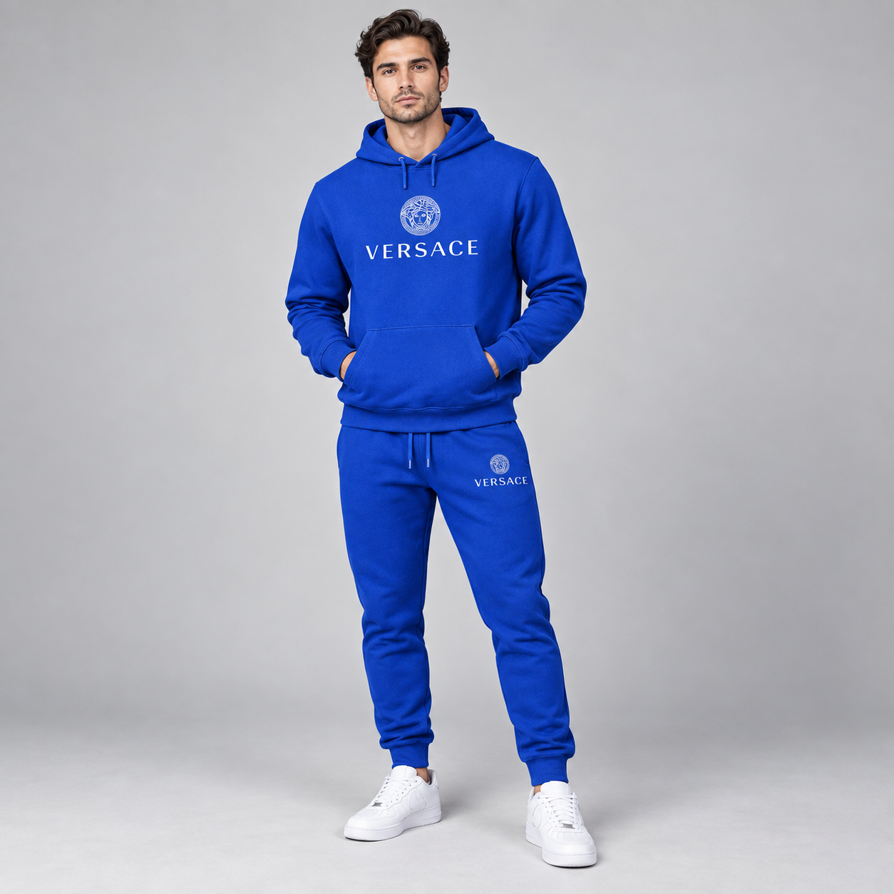 Men's Versace Hoodie Joggers Set | Color: Blue | Image 2