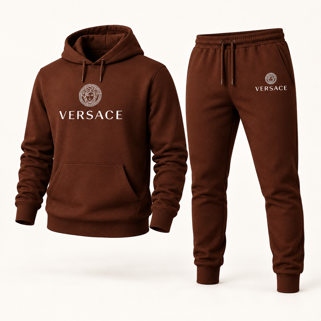 Men's Versace Hoodie Joggers Set | Color: Brown | Image 1