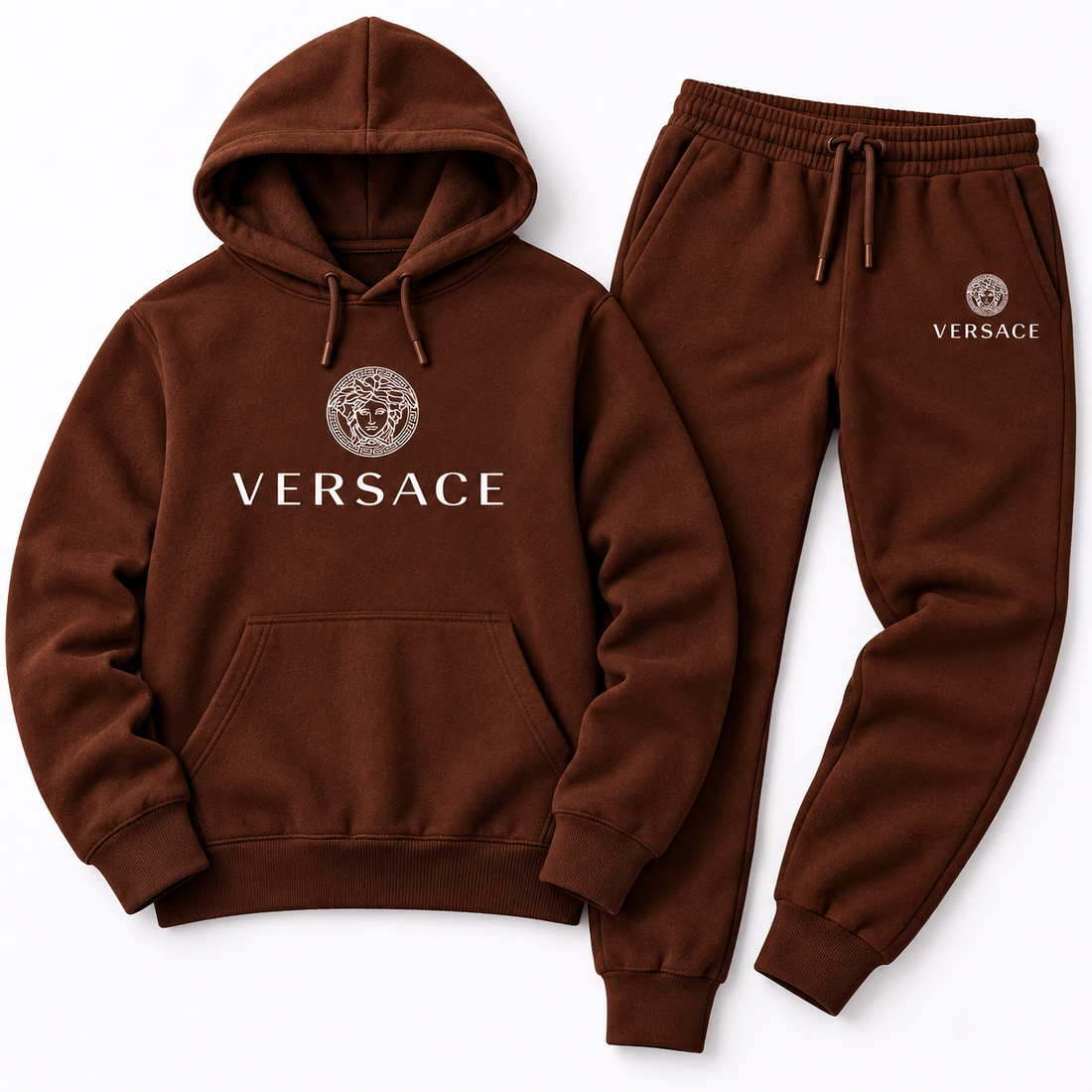 Men's Versace Hoodie Joggers Set | Color: Brown | Image 5
