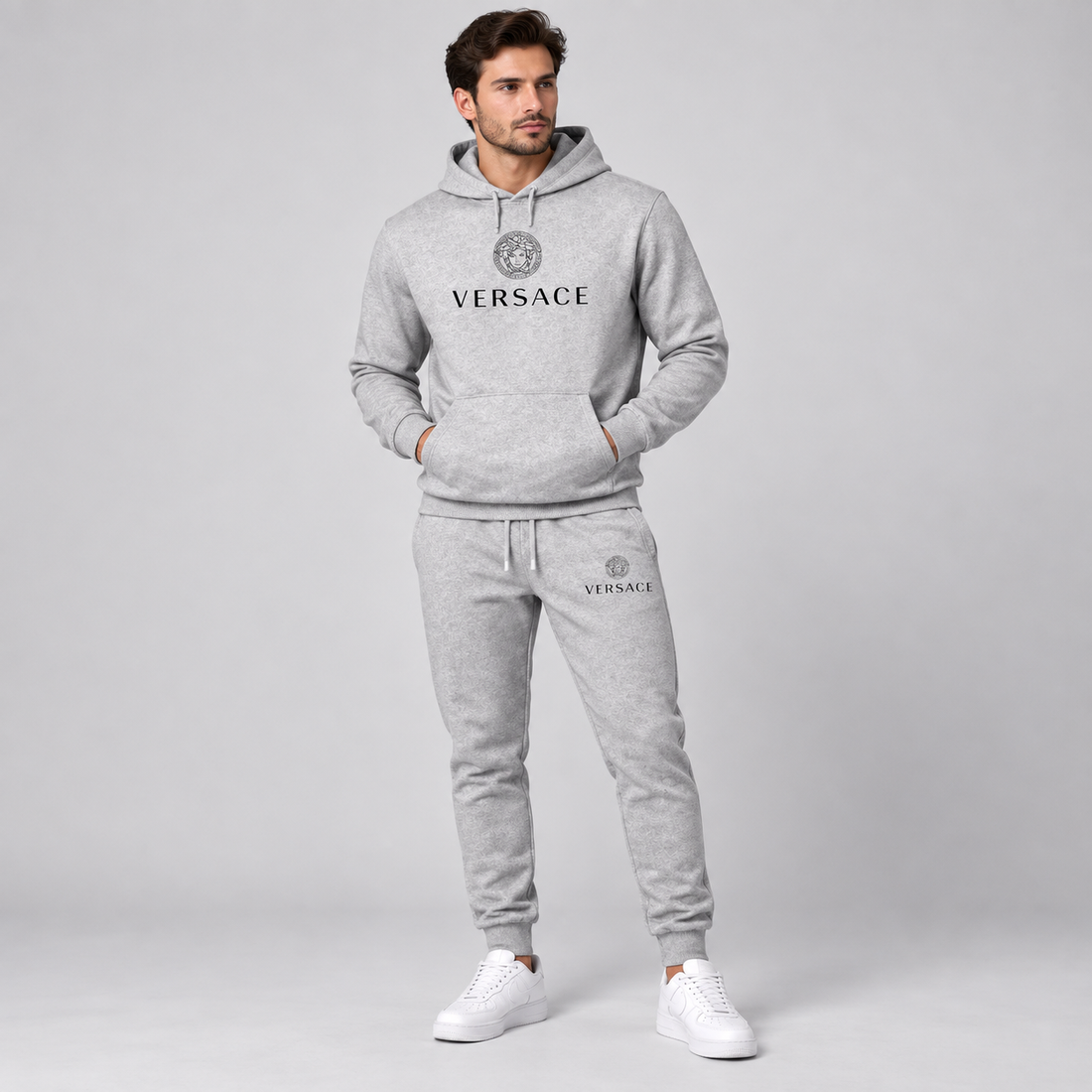 Men's Versace Hoodie Joggers Set | Color: Grey | Image 2