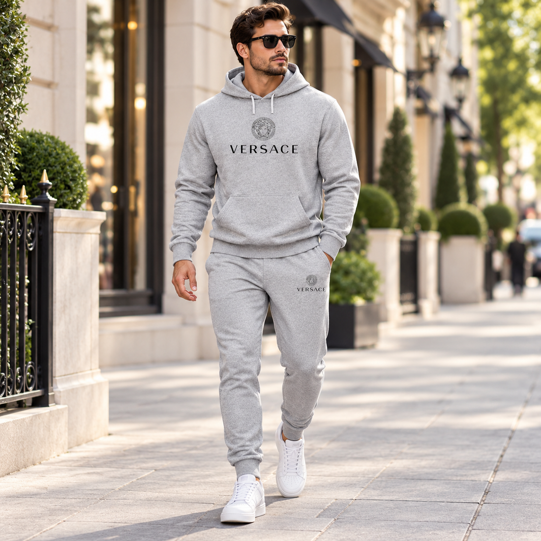 Men's Versace Hoodie Joggers Set | Color: Grey | Image 3