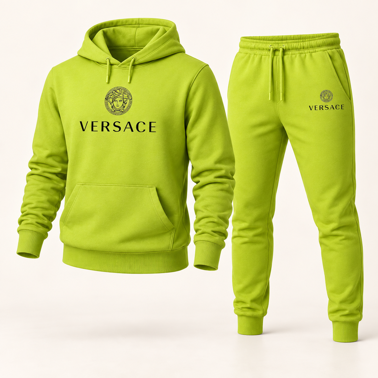 Men's Versace Hoodie Joggers Set | Color: Lime Green | Image 1