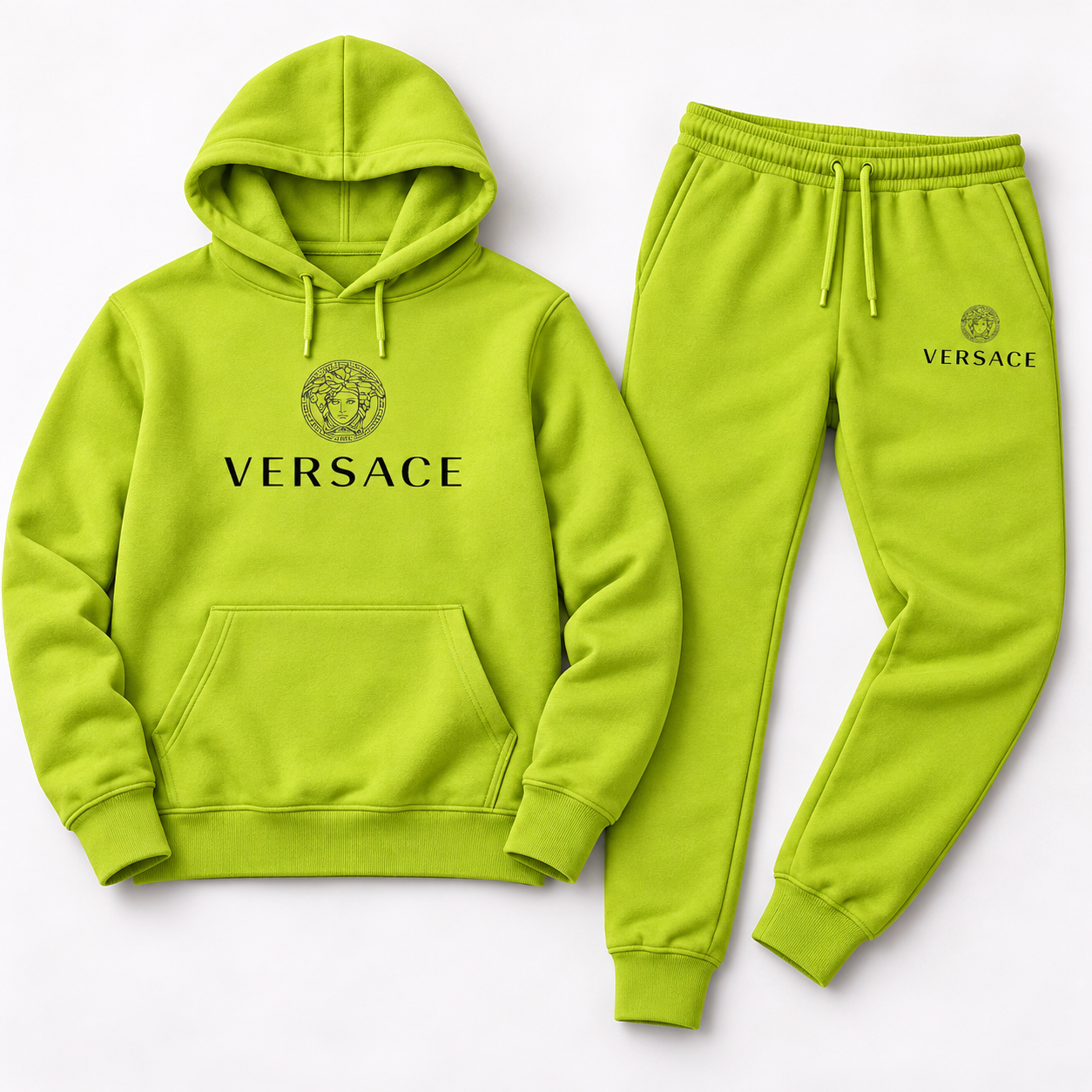 Men's Versace Hoodie Joggers Set | Color: Lime Green | Image 5