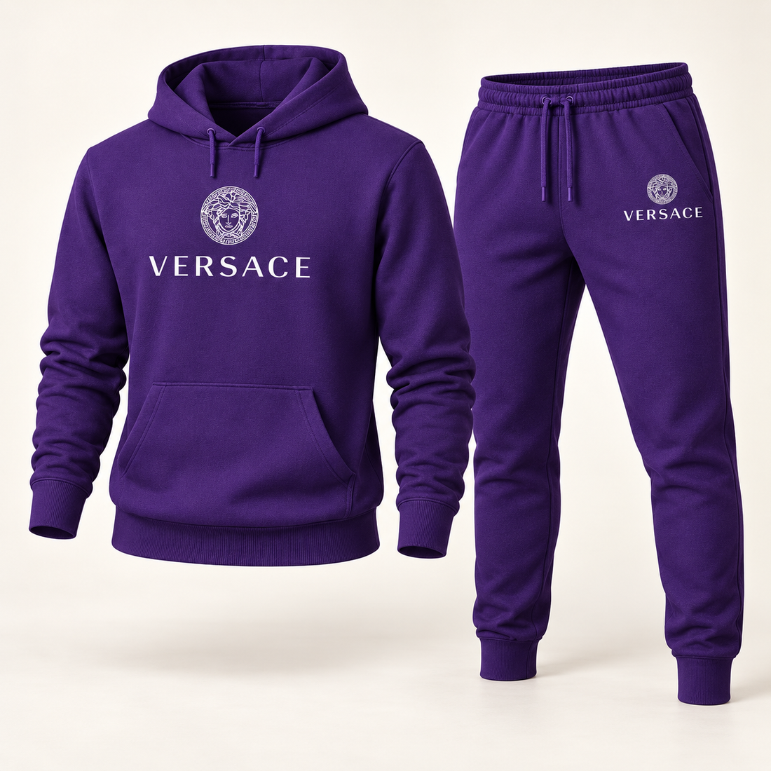 Men's Versace Hoodie Joggers Set | Color: Purple | Image 1