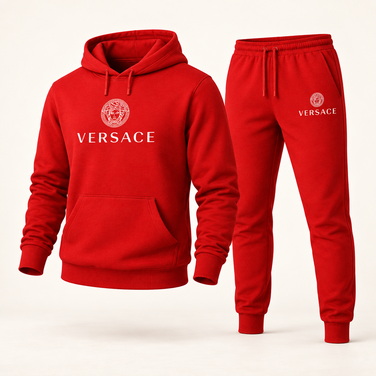 Men's Versace Hoodie Joggers Set | Color: Red | Image 1