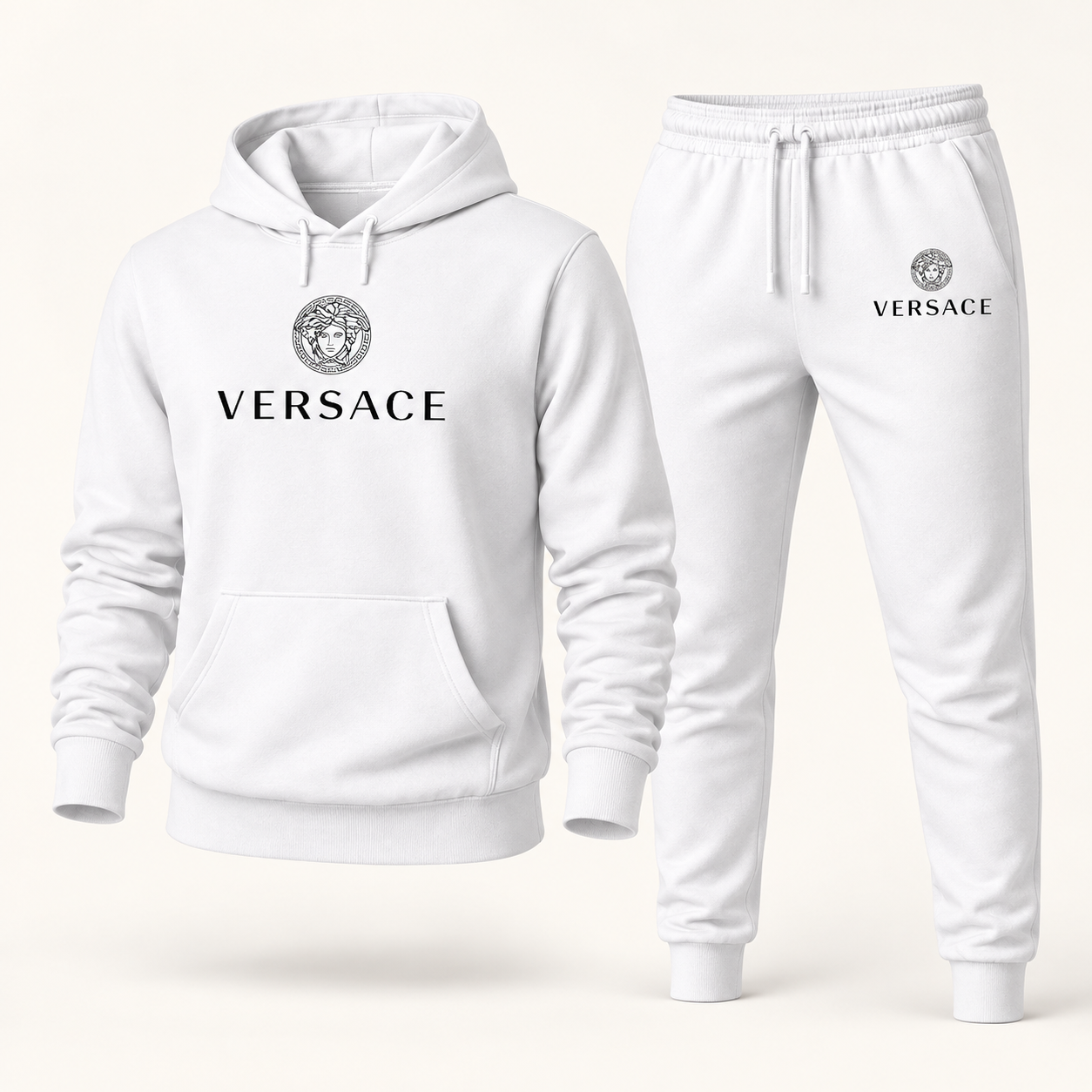 Men's Versace Hoodie Joggers Set | Color: White | Image 1