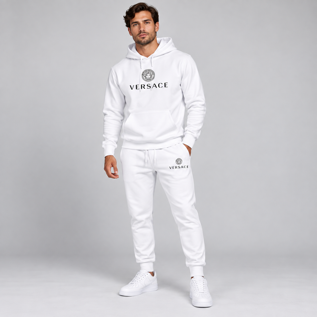 Men's Versace Hoodie Joggers Set | Color: White | Image 2