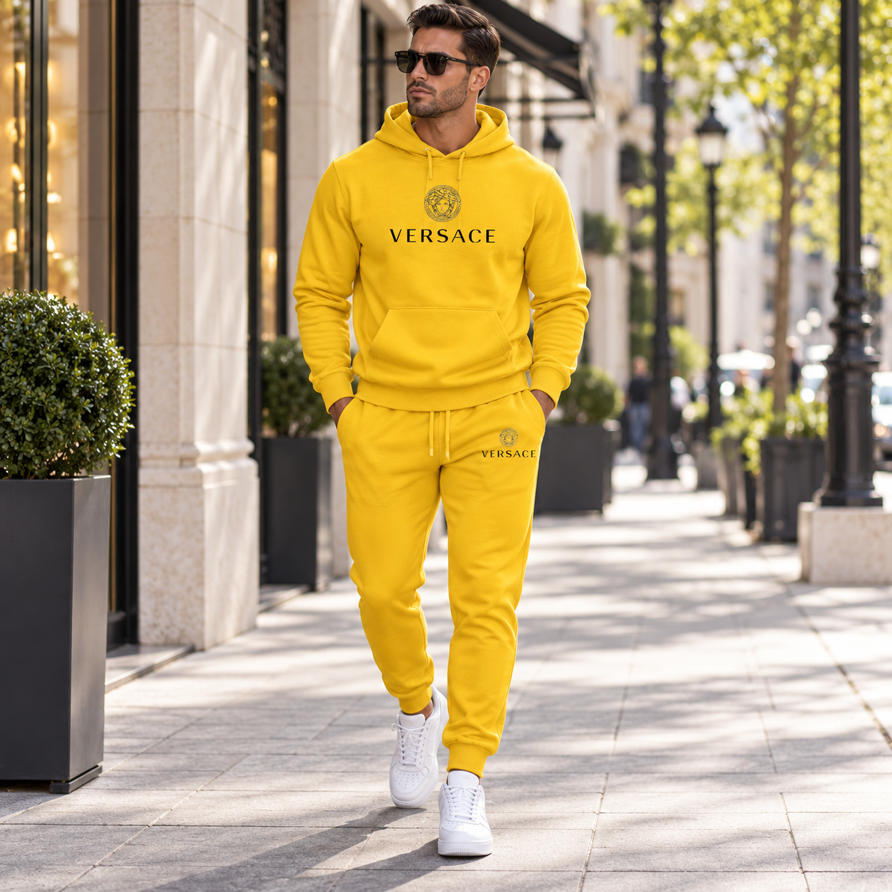 Men's Versace Hoodie Joggers Set | Color: Yellow | Image 3